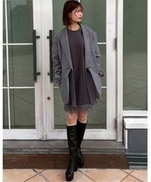 LE CIEL BLEU（ルシェルブルー）の「ジャージードレスwフェザーヘム / Jersey Dress w/Feather Hem（ワンピース）」