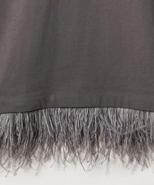 LE CIEL BLEU(ルシェルブルー)の「ジャージードレスwフェザーヘム / Jersey Dress w/Feather Hem(ワンピース・レディース・ブラック/チャコールグレー/ホワイト・36/38)」の20枚目の写真