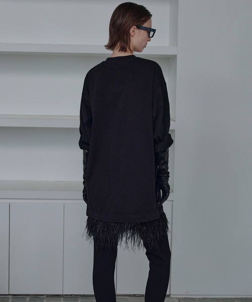 セール】ジャージードレスwフェザーヘム / Jersey Dress w/Feather Hem