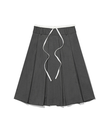 MOAA（モア）の「Laced Pleated MIDI Skirt (GRAY)（スカート）」