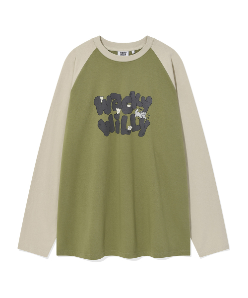 Wacky WiLLy（ワッキーウィリー）の「配色レグランロングスリーブTシャツグリーン（Tシャツ/カットソー・レディース・その他・LARGE/X-LARGE/SMALL/MEDIUM）」の2枚目の写真
