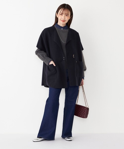 SHIPS Colors(シップス カラーズ)の「SHIPS Colors:〈手洗い可能〉シャギー クルーネック ニット(ニット/セーター・レディース・ダークグレー/ベージュ/イエロー・ONE SIZE)」の16枚目の写真