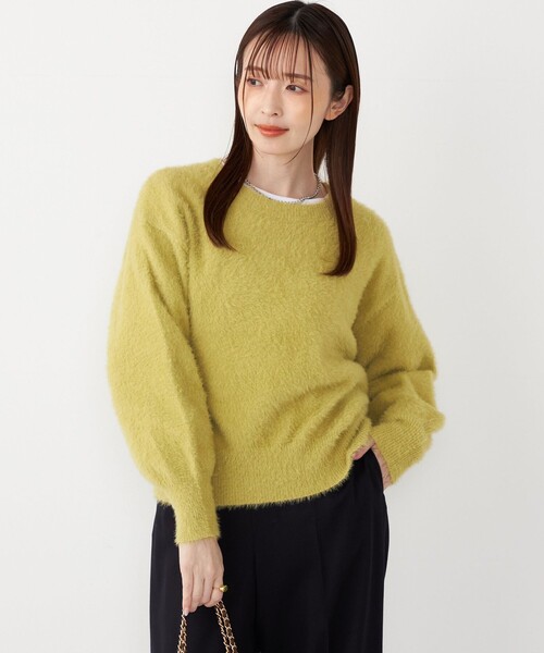 SHIPS Colors(シップス カラーズ)の「SHIPS Colors:〈手洗い可能〉シャギー クルーネック ニット(ニット/セーター・レディース・ダークグレー/ベージュ/イエロー・ONE SIZE)」の8枚目の写真