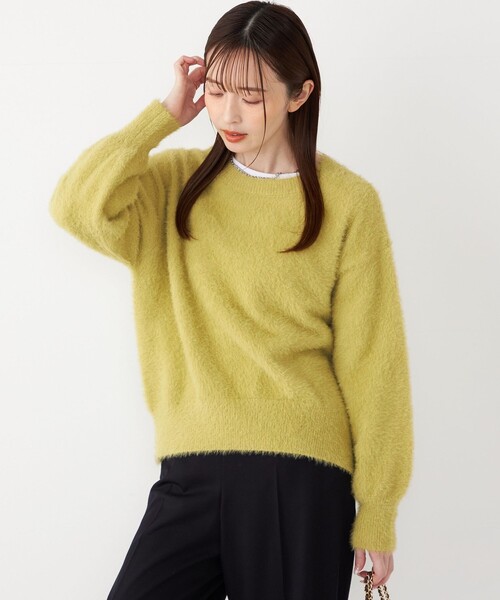 SHIPS Colors(シップス カラーズ)の「SHIPS Colors:〈手洗い可能〉シャギー クルーネック ニット(ニット/セーター・レディース・ダークグレー/ベージュ/イエロー・ONE SIZE)」の7枚目の写真