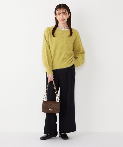 SHIPS Colors(シップス カラーズ)の「SHIPS Colors:〈手洗い可能〉シャギー クルーネック ニット(ニット/セーター・レディース・ダークグレー/ベージュ/イエロー・ONE SIZE)」の5枚目の写真