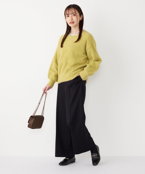 SHIPS Colors(シップス カラーズ)の「SHIPS Colors:〈手洗い可能〉シャギー クルーネック ニット(ニット/セーター・レディース・ダークグレー/ベージュ/イエロー・ONE SIZE)」の4枚目の写真