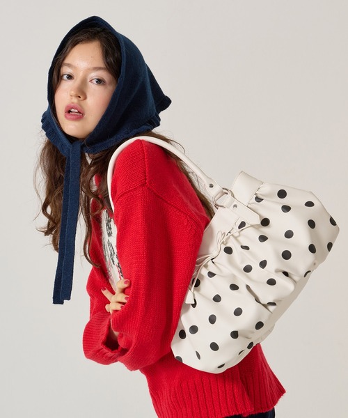 ドット柄 ギャザー バッグ TINA：JOJUN（ハンドバッグ）｜TINA：JOJUN