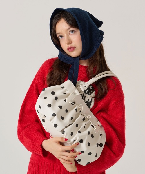 ドット柄 ギャザー バッグ TINA：JOJUN（ハンドバッグ）｜TINA：JOJUN