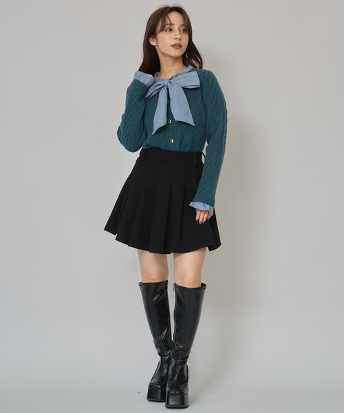 REDYAZEL（レディアゼル）の「ボウタイケーブルニットプルオーバー（ニット/セーター・レディース・レッド/グリーン/ネイビー/ベージュ・FREE）」の12枚目の写真