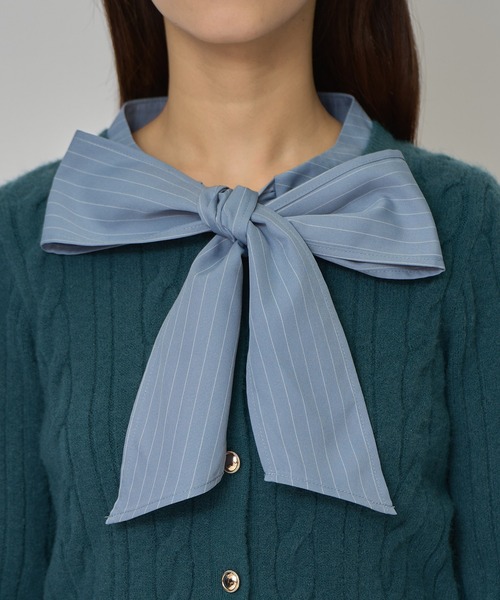 REDYAZEL（レディアゼル）の「ボウタイケーブルニットプルオーバー（ニット/セーター・レディース・レッド/グリーン/ネイビー/ベージュ・FREE）」の18枚目の写真