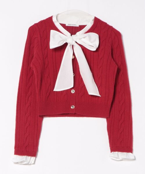 REDYAZEL（レディアゼル）の「ボウタイケーブルニットプルオーバー（ニット/セーター・レディース・レッド/グリーン/ネイビー/ベージュ・FREE）」の9枚目の写真
