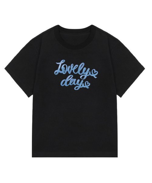 GRAVER（グレーバー）の「[ウーマン]リボンタイポハートスリム半袖Tシャツ_ブラック（Tシャツ/カットソー・レディース・ブラック・FREE）」の3枚目の写真
