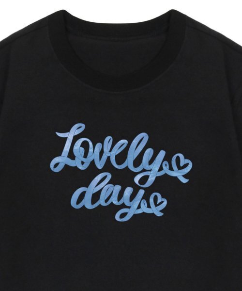 GRAVER（グレーバー）の「[ウーマン]リボンタイポハートスリム半袖Tシャツ_ブラック（Tシャツ/カットソー・レディース・ブラック・FREE）」の4枚目の写真