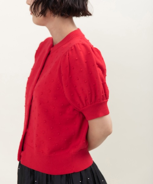 CHILD WOMAN（チャイルドウーマン）の「つぶつぶ編みクルーネックカーディガン（カーディガン/ボレロ・レディース・ピンク/ネイビー/アイボリー/サックスブルー/レッド/グリーン・FREE）」の16枚目の写真