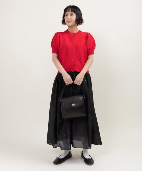 CHILD WOMAN（チャイルドウーマン）の「つぶつぶ編みクルーネックカーディガン（カーディガン/ボレロ・レディース・ピンク/ネイビー/アイボリー/サックスブルー/レッド/グリーン・FREE）」の19枚目の写真