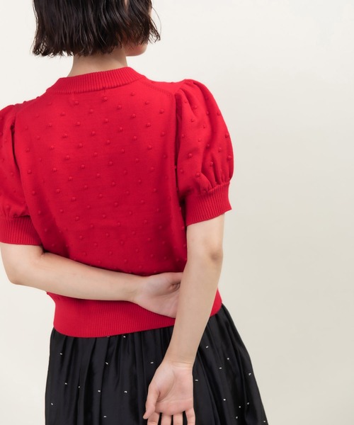 CHILD WOMAN（チャイルドウーマン）の「つぶつぶ編みクルーネックカーディガン（カーディガン/ボレロ・レディース・ピンク/ネイビー/アイボリー/サックスブルー/レッド/グリーン・FREE）」の17枚目の写真