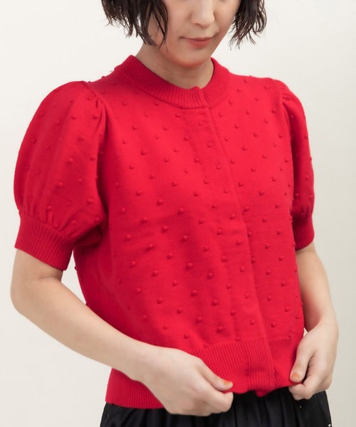 CHILD WOMAN（チャイルドウーマン）の「つぶつぶ編みクルーネックカーディガン（カーディガン/ボレロ・レディース・ピンク/ネイビー/アイボリー/サックスブルー/レッド/グリーン・FREE）」の18枚目の写真