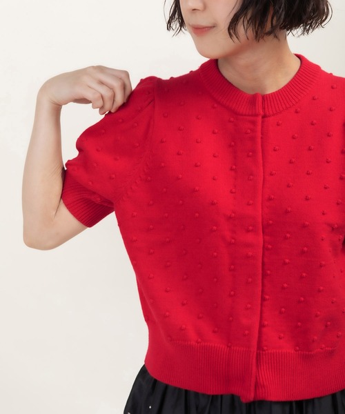 CHILD WOMAN（チャイルドウーマン）の「つぶつぶ編みクルーネックカーディガン（カーディガン/ボレロ・レディース・ピンク/ネイビー/アイボリー/サックスブルー/レッド/グリーン・FREE）」の15枚目の写真