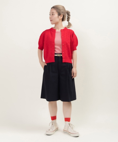 CHILD WOMAN（チャイルドウーマン）の「つぶつぶ編みクルーネックカーディガン（カーディガン/ボレロ・レディース・ピンク/ネイビー/アイボリー/サックスブルー/レッド/グリーン・FREE）」の11枚目の写真