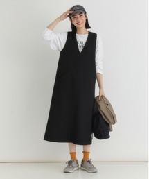 Right-on | 【HONEYSUCKLE ROSE】【限定展開】Vネックワンピース(小顔見え/体型カバー/Iライン/ONOFF使える/限定展開)(ワンピース)