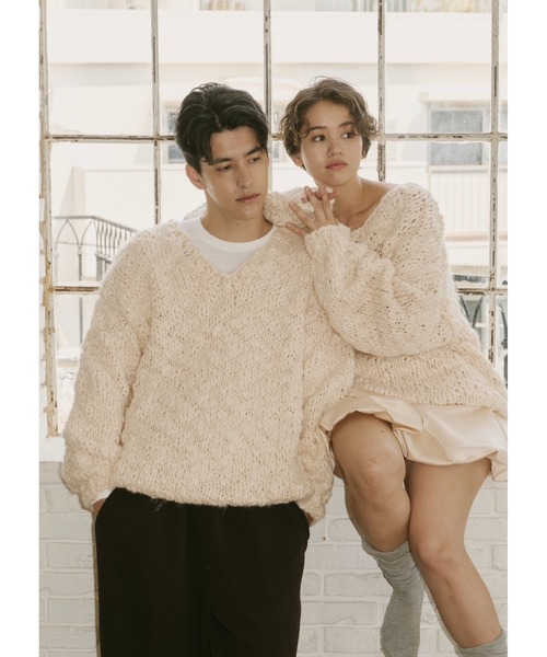 NOTREemor(ノートルエモア)の「emor handmade knit tops(ニット/セーター・レディース・ベビーピンク/ボルドー/ホワイト・FREE)」の4枚目の写真
