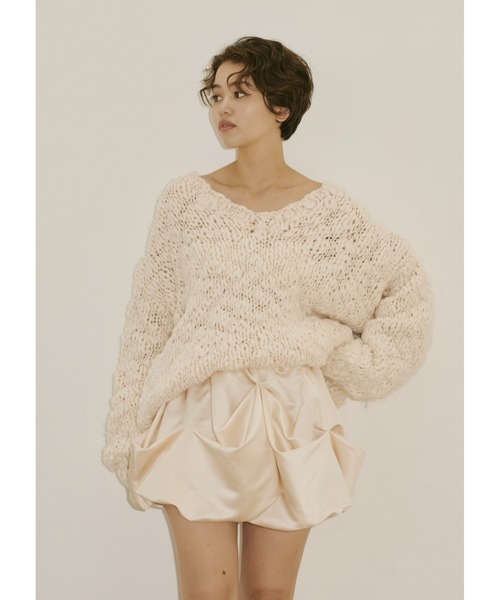 NOTREemor(ノートルエモア)の「emor handmade knit tops(ニット/セーター・レディース・ベビーピンク/ボルドー/ホワイト・FREE)」の5枚目の写真