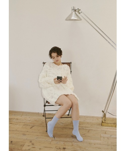 NOTREemor(ノートルエモア)の「emor handmade knit tops(ニット/セーター・レディース・ベビーピンク/ボルドー/ホワイト・FREE)」の9枚目の写真