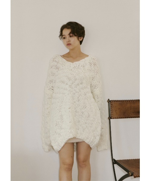 NOTREemor(ノートルエモア)の「emor handmade knit tops(ニット/セーター・レディース・ベビーピンク/ボルドー/ホワイト・FREE)」の10枚目の写真