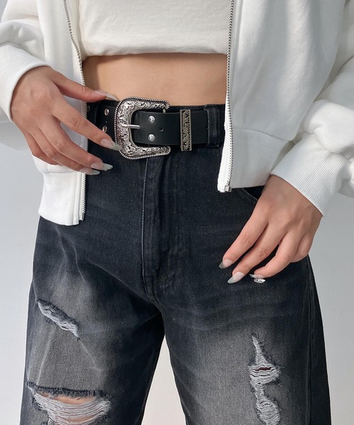 AS KNOW AS plus(アズノゥアズプラス)の「コンチョウエスタンベルト(ベルト・レディース・ブラック/ブラウン・FREE)」の6枚目の写真