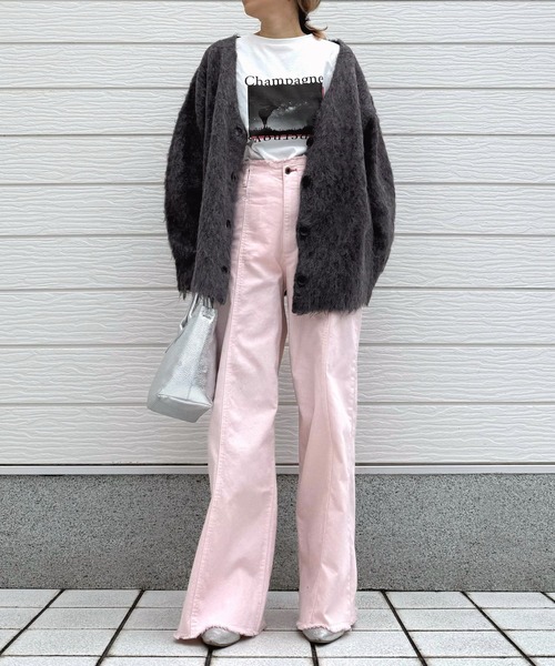 Q（キュー）の「マーブルシャギーカーディガン（カーディガン/ボレロ・レディース・サーモンピンク/アッシュブラウン・MEDIUM）」の22枚目の写真