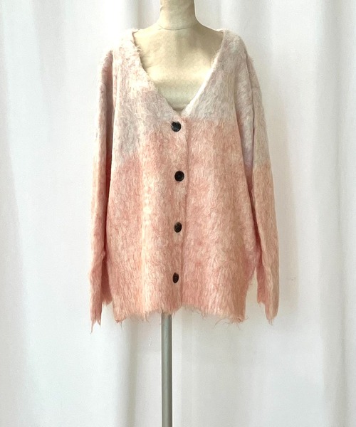 Q（キュー）の「マーブルシャギーカーディガン（カーディガン/ボレロ・レディース・サーモンピンク/アッシュブラウン・MEDIUM）」の3枚目の写真