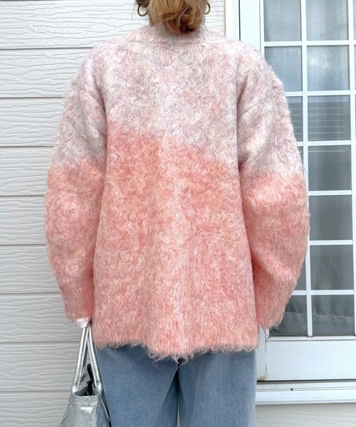 Q（キュー）の「マーブルシャギーカーディガン（カーディガン/ボレロ・レディース・サーモンピンク/アッシュブラウン・MEDIUM）」の15枚目の写真