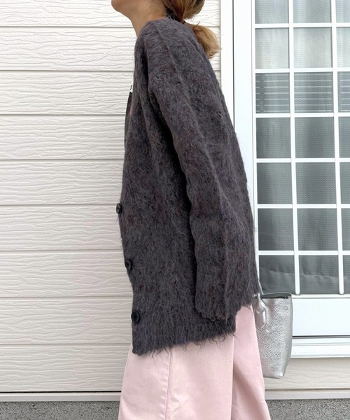 Q（キュー）の「マーブルシャギーカーディガン（カーディガン/ボレロ・レディース・サーモンピンク/アッシュブラウン・MEDIUM）」の18枚目の写真