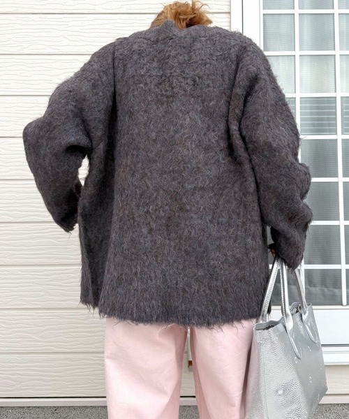 Q（キュー）の「マーブルシャギーカーディガン（カーディガン/ボレロ・レディース・サーモンピンク/アッシュブラウン・MEDIUM）」の19枚目の写真