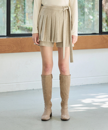CLASSY HERRINGBONE WOOL SKIRT PANTS / IVORY