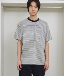 CAMEL WORK（キャメルワーク）の「マルチストライプポケット半袖Tシャツ(グレー)（Tシャツ/カットソー）」