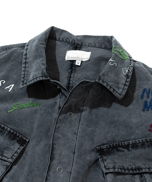 Universal Style Wear(ユニバーサルスタイルウェア)の「Universal Style Wear/ユニバーサルスタイルウェア RAKUGAKI fatig shirt(シャツ/ブラウス・メンズ・ブラック系その他2/カーキ・X-LARGE/MEDIUM/LARGE)」の3枚目の写真