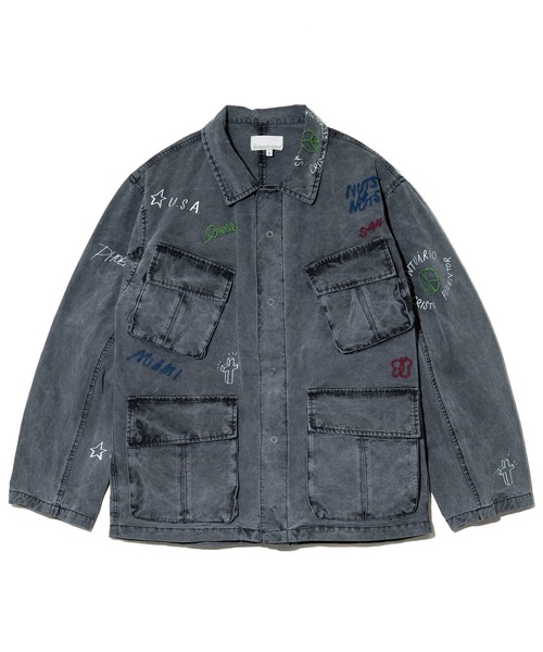 Universal Style Wear(ユニバーサルスタイルウェア)の「Universal Style Wear/ユニバーサルスタイルウェア RAKUGAKI fatig shirt(シャツ/ブラウス・メンズ・ブラック系その他2/カーキ・X-LARGE/MEDIUM/LARGE)」の9枚目の写真