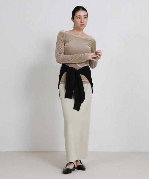 select MOCA（セレクトモカ）の「スポンディッシュＩラインニットスカート（スカート・レディース・アイボリー/ブラック/キャメル・MEDIUM/LARGE）」の22枚目の写真