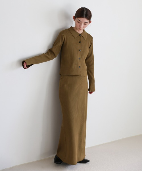 select MOCA（セレクトモカ）の「スポンディッシュＩラインニットスカート（スカート・レディース・アイボリー/ブラック/キャメル・MEDIUM/LARGE）」の4枚目の写真