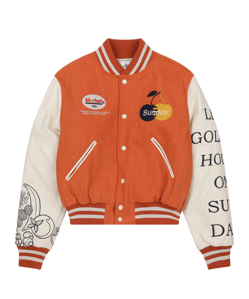 W) GOLDEN HOUR VARSITY JACKET ORANGE（スタジャン）｜SUNDAY FRUIT
