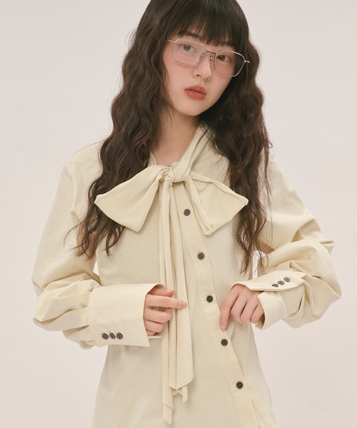 asymmetry ribbon tops / アシンメトリーリボントップス（シャツ