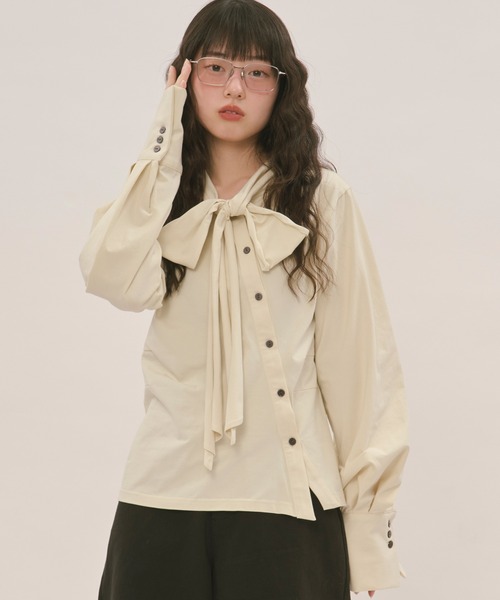 asymmetry ribbon tops / アシンメトリーリボントップス（シャツ