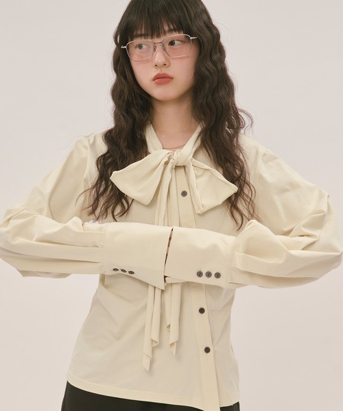 asymmetry ribbon tops / アシンメトリーリボントップス（シャツ