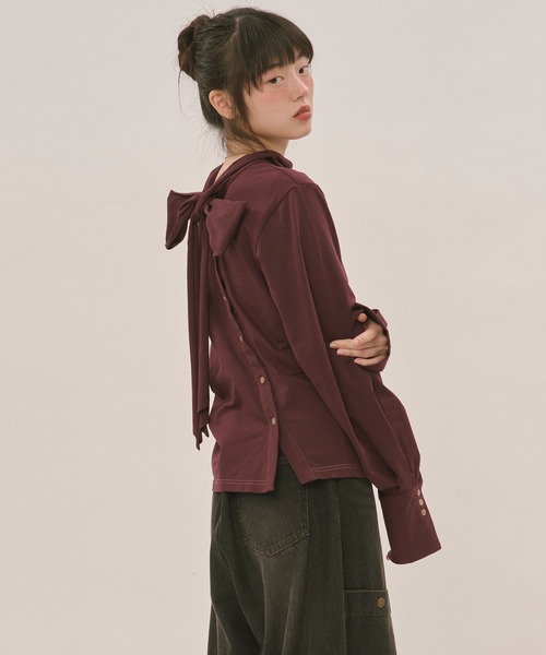 asymmetry ribbon tops / アシンメトリーリボントップス（シャツ