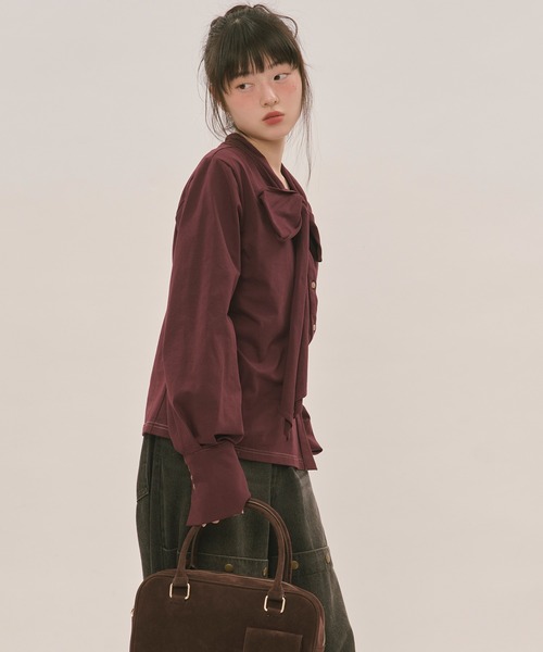 asymmetry ribbon tops / アシンメトリーリボントップス（シャツ