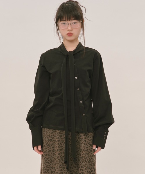 asymmetry ribbon tops / アシンメトリーリボントップス（シャツ