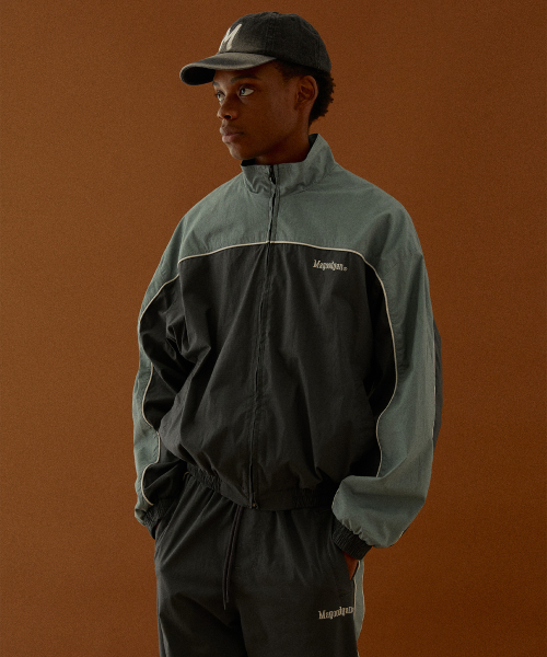 トレイク5761A オーバーサイズ 配色グレーセットアップトラックジャケット