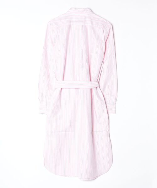 ストライプド コットン オックスフォード ベルテッド シャツドレス