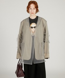 PRANK PROJECT | 【2026Spring Pre-Order】チュールレイヤードジャケット / Tulle Layered Jacket(ノーカラージャケット)